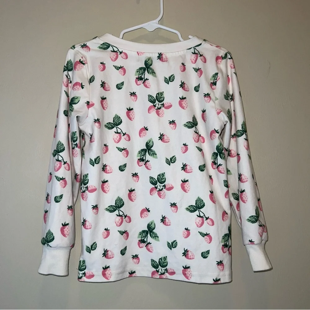SweetHoney White Pajama Joggers Set with Strawberry Print